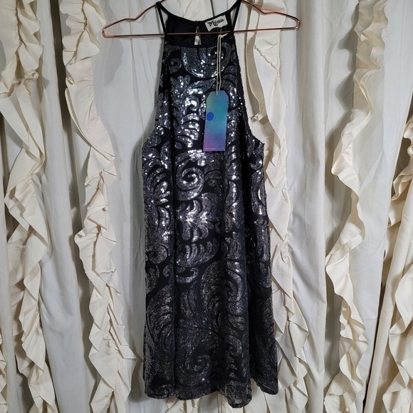 NWT Show Me Your Mumu Gomez Sparkle Dress Halter Sequin Mini Small Era Tour - Picture 4 of 12